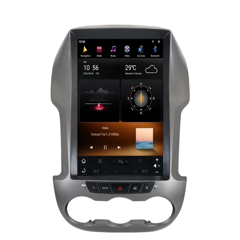 Mobil Gaya Tesla Android 11 untuk Ford Ranger 2008-2014 Mobil Radio GPS Navigasi Player Carplay Android Auto Kamera 4G 360