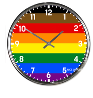 QPOC Horloge murale ronde arc-en-ciel, horloge silencieuse classique, fonctionne à piles, pour bureau, maison, salon