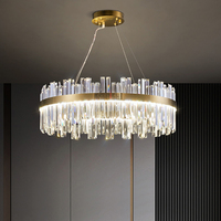 Lustre circulaire moderne en cristal doré de style nordique pour escaliers d'hôtel, éclairage nordique de luxe
