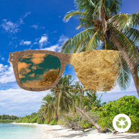 Lunettes de soleil en fibre de coco |   Ressort métallique 100% protection UVA/UVB |   Lunettes de soleil polarisées en noix de coco pour hommes et femmes, modèle 8562