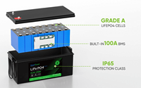 Batterie au lithium LiFePO4 12V à décharge profonde, 100Ah/200Ah, étanche IP65, garantie 10 ans pour voiture, cylindrique, entrepôt UE