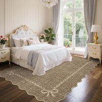 Alfombra de Salón al por Mayor de Fábrica, Juego de Alfombras con Lazo Rosa en Forma de Nudo para Interiores, para Entrada, Dormitorio, Cocina