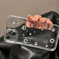 Coque transparente pour iPhone 14 avec strass en forme de cœur, style coréen, pour iPhone 16, pour femmes, pour 15 Pro Max, 14 Plus, 13, 17