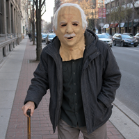 Masque en latex réaliste de vieil homme avec cheveux blancs et moustache, design de personnage âgé pour visage complet, drôle et amusant, pour Pâques et Halloween, OEM
