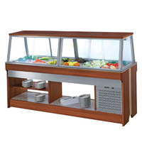 Équipement de réfrigération Buffet 1870mm conteneurs à Double canal comptoir de Bar à salade en bois