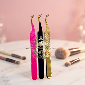 Volume Eyelash Extension Tweezers 45 Angle Short Tip Tweezers For Lash Extension Fiber Tips Boot Tip Tweezer For Eyelashes - Product Image 4