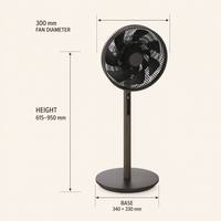 Ventilateur de sol oscillant électrique 12 pouces avec télécommande, 8 vitesses, silencieux, hauteur réglable, moteur DC, poteau imitation bois pour usage domestique