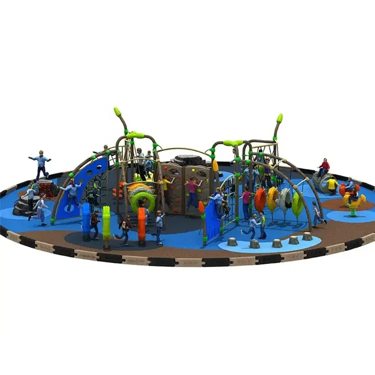 I giocattoli della scuola dei bambini di colori ricchi giocano le strutture rampicanti all'aperto del campo da giuoco all'aperto di intrattenimento