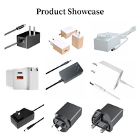 Benutzerdefiniertes Logo Schwarzer ABS-Netzadapter mit 2-Flachstift US-Stecker und integriertem DC-Kabel für Wandmontage