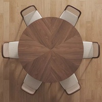 Nordischer Mid-Century Modern Minimalistischer Runder Holz-Esstisch mit Drehfunktion Massivholzplatte Hochwertiges Gefühl für Verschiedene Wohngrößen