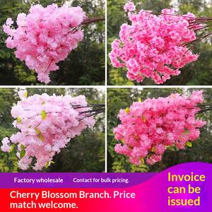 Fleur artificielle en soie J135, branche de pêcher en fleurs, faite à la main, pour plafond de salon - Product Image 2