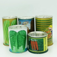 Boîtes en métal personnalisées avec couvercle circulaire scellé facile à tirer pour les graines de céleri de pastèque de concombre-Emballage de boîtes de conserve