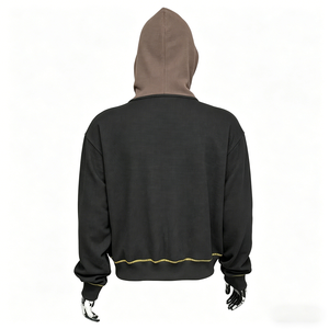 Custom Heavyweight Waffle Zip-up Hooded StreetWear Silk Screen Printing Men's Hoodie Essentials - Product Image 2