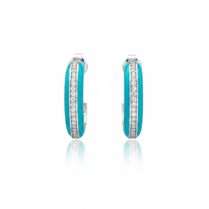 <b>Turquoise</b> Zircon Stone Round Design Trendy Charm <b>Earrings</b> Turkish Handmade 925 Sterling Silver Jewelry for Party - Product Image 2
