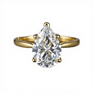 Nuevo Anillo de Compromiso Hecho a Mano con Moissanita de Corte Pera, Plata de Ley 925 Sólida, Chapado en Platino, para Mujer - Product Image 2