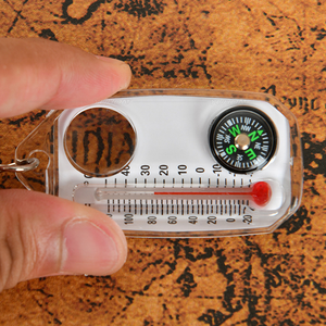 YINGYE Kompass-Schlüsselanhänger mit Thermometer und Lupe aus Acryl & Metall, Tragbare Überlebensausrüstung für Camping, Wandern und Outdoor-Notfälle - Product Image 3
