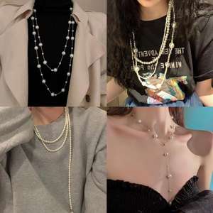 Collar de Perlas Largo de Moda, Collar de Perlas de Varias Capas para Mujer, Collar de Perlas Personalizado, Económico y de Bajo Precio - Product Image 4