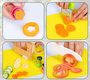 Juego de Cuchillos de Cocina para Niños, Cuchillo de Plástico con Bordes Dentados, Cuchillo para Niños Pequeños, Cortador Ondulado, Pelador de Patatas, Tabla de Cortar - Product Image 2