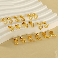Ensemble de Bijoux Lincy Hollow Étanche pour Femmes: Boucles d'Oreilles et Bijoux en Acier Inoxydable Motif Trèfle à Quatre Feuilles, Cœur, Fleur, Nuage