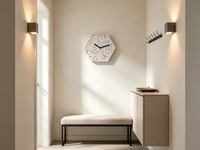 Horloge murale décorative en terrazzo, cadran rond en terrazzo, aiguilles en métal laiton, décoration murale pour la maison