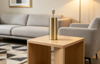 Lampe de table LED cylindrique en fer doré, base flexible, style contemporain, support de lumière d'ambiance en métal