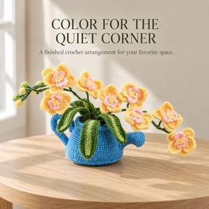 Plante en pot au crochet personnalisée, tulipe, tournesol, rose, fleur artificielle, décoration de bureau à domicile, fournisseur en gros de cadeaux OEM - Product Image 4