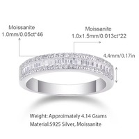 Bague en argent S925 de haute qualité avec moissanite D VVS1, alliance éternelle de luxe pour femme, bague de mariage