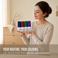 Kits de voyage essentiels personnalisés OEM ODM en silicone souple pour avion, ensemble de bouteilles de voyage pour l'aéroport et le transport à main