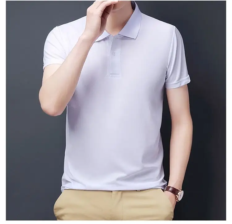 ANSZKTN Neues umwelt freundliches Baumwoll-Herren-T-Shirt mit 190g bedruckbarem, besticktem POLO-Shirt und kurzen Ärmeln