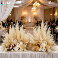 Boule de fleurs artificielle LEDA Boho beige en herbe de la pampa pour centre de table de mariage, arrangement floral pour décoration de mariage, événement ou fête
