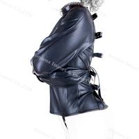 Vente chaude haut du corps lié femmes camisole de force Faux cuir Strict Bondage crépus fantaisie veste droite esclave Costumes