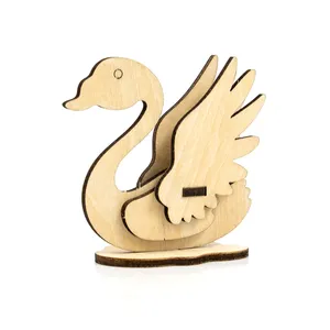 Cheaper Children's DIY Wooden Toys Crafts Custom Laser cut Animals 3D Jigsaw Puzzle for kids Gifts