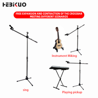 Support de microphone double HEBIKUO M-200, fabrication directe d'usine, en fer + ABS, pliable, durable, pour performances professionnelles