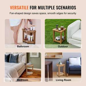 Banco de ducha de esquina 16,5 \ "Altura 12,8 \" Radio Poliestireno de grano de madera sintética 350 LBS Estante de almacenamiento Baño resistente al agua - Product Image 6