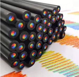 Crayons de couleur arc-en-ciel en gros, 7 couleurs, mine noire, design moderne et innovant - Product Image 4