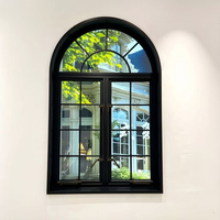 Ventana Francesa de Aluminio con Arco Superior, Persiana de Acero Inoxidable, Vidrio Triple Aislante, Diseño Personalizado para Exteriores de Villas