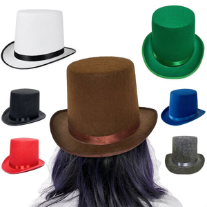 Jazz Retro Style Halloween <b>Black</b> Magician <b>Top</b> <b>Hat</b> for Dance Shows and Party Props Felt Cloth Material - Product Image 1