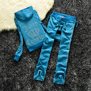 Dames Y2K velours trainingspak met strass kroon, 2-delig set, rits hoodie, joggingbroek, <span class=keywords><strong>casual</strong></span> lounge outfit 2026 - Product Image 3