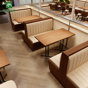 Ensemble <span class=keywords><strong>de</strong></span> meubles commerciaux en bois rétro pour café, <span class=keywords><strong>restaurant</strong></span>, hôtel-<span class=keywords><strong>Table</strong></span> à manger <span class=keywords><strong>et</strong></span> chaises avec siège <span class=keywords><strong>de</strong></span> canapé pour cafés - Product Image 2