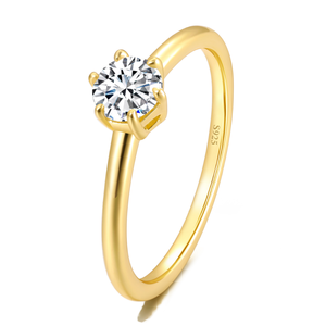 Anillos de Compromiso Mossinate KARATS para Mujer, Plata de Ley, Moissanita, Diseño Minimalista Moderno, Certificación ROHS - Product Image 1