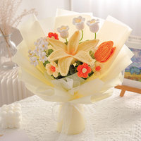 Handgefertigter Wollstrick-Blumenstrauß, fertige Simulationsblume, Valentinstagsgeschenk für die Freundin