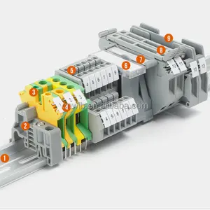 Electric terminal block 2.5mm GUK/UK Spring Terminal Block 2 Wire Push in Terminal Connector GUK2.5B Din rail Terminal Connector