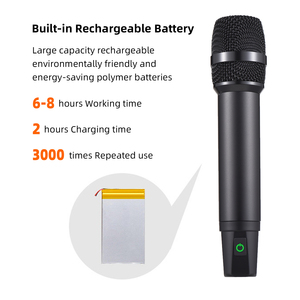 Professional 2.4G Rechargeable Dynamic <b>Microphone</b> System <b>Wireless</b> Handheld Omni-Directional Polar for Singing Made Durable Metal - Product Image 6