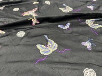 Tissu en satin de lin et soie imitation acétate brodé motif papillon chinois pour Abaya, Kaftan, Robe – Vêtements modestes de luxe