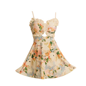 Traje de baño de dos piezas para mujer, estampado floral, cuello en V, manga larga, UPF50+, protección solar, vestido de baño para vacaciones de verano - Product Image 3