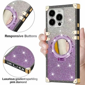 Diseño de lujo Gradient Bling Diamond Glitter Makeup Mirror Phone Case para iPhone 16 Pro Max para Samsung A15 A54 S25 ultra Case - Product Image 5