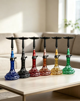 Chicha de luxe grande taille en alliage d'aluminium, finition miroir, portable, écologique, accessoires pour fumeurs - Coffret cadeau inclus