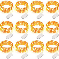 Luci a Stringa LED Arancioni e Viola per Halloween, con Filo di Rame, Alimentate a Batteria, 2 Metri di Lunghezza, 20 Luci, IP44, per Halloween e Natale