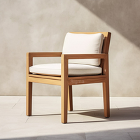 Chaise de salle à manger d'extérieur moderne en teck massif, à lattes, durable, écologique, résistante aux intempéries, tailles personnalisables, pour patio et jardin