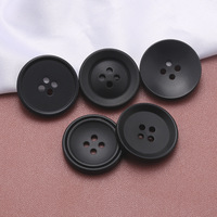 Kancing Resin Empat Lubang Warna Hitam untuk Jas Windbreaker, Mantel Jahit Tangan, Celana Bertekstur Bulat